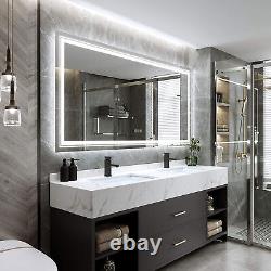 Jumbo Large Dual-Lights Design LED Bathroom Mirror Wall Vanity Anti-fog Touch Sw