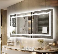 Jumbo Large Dual-Lights Design LED Bathroom Mirror Wall Vanity Anti-fog Touch Sw