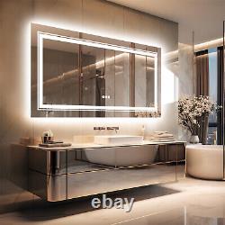 Jumbo Large Dual-Lights Design LED Bathroom Mirror Wall Vanity Anti-fog Touch Sw