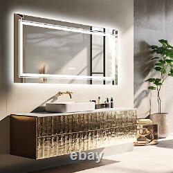 Jumbo Large Dual-Lights Design LED Bathroom Mirror Wall Vanity Anti-fog Touch Sw