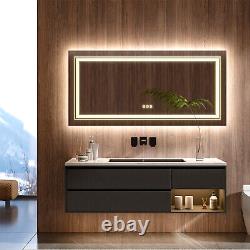 Jumbo Large Dual-Lights Design LED Bathroom Mirror Wall Vanity Anti-fog Touch Sw