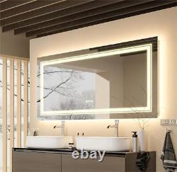 Jumbo Large Dual-Lights Design LED Bathroom Mirror Wall Vanity Anti-fog Touch Sw