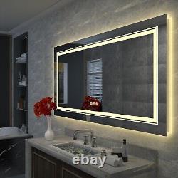 Jumbo Large Dual-Lights Design LED Bathroom Mirror Wall Vanity Anti-fog Touch Sw