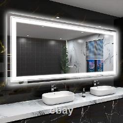 Jumbo Large Dual-Lights Design LED Bathroom Mirror Wall Vanity Anti-fog Touch Sw