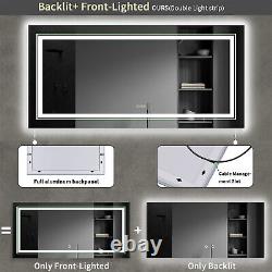 Jumbo Large Dual-Lights Design LED Bathroom Mirror Wall Vanity Anti-fog Touch Sw