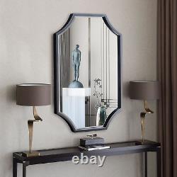 Kelly Miller 24x36 Large Metal Black Mirror for Wall, Scalloped Beveled Mirror f