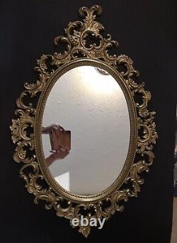 LARGE 33 X 21 MCM Style Burwood Syroco Homco Gold Tone Wall Mirror Frame