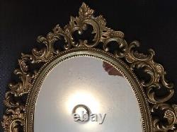 LARGE 33 X 21 MCM Style Burwood Syroco Homco Gold Tone Wall Mirror Frame