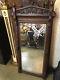 LARGE ANTIQUE ENGLISH BEVELED GLASS WALL MIRROR HAND CARVED with FLORAL 56 TALL