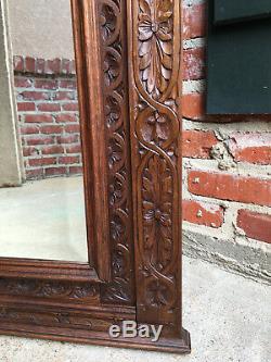 LARGE Antique French Breton Brittany Carved Oak Frame PIER WALL MIRROR Chestnut