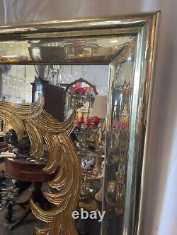LARGE Gold Mirror Hollywood Regency Reverse? Etched 58 X 46