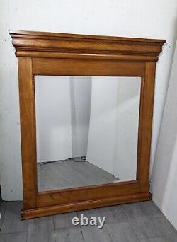 LARGE Rustic Solid Wood Wall Mirror with Beveled Glass Neoclassical Empire Style