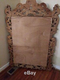 LARGE Victorian Ornate Carved Wood Wall Mirror