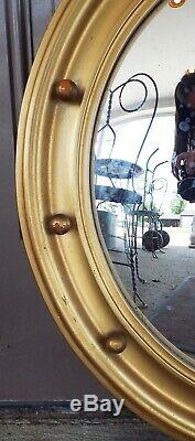 LARGE Vintage 1950s EAGLE Gold Leaf Giltwood CONVEX Glass WALL MIRROR Patriotic