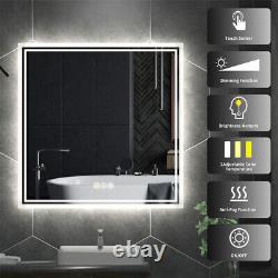 LED Bathroom Mirror Square HD Vanity Makeup Dimmable Anti-Fog Front Lit Backlit