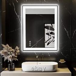 LED Bathroom Wall Vanity Mirror Anti-Fog Front+Backlit Lights Dimmable Bluetooth