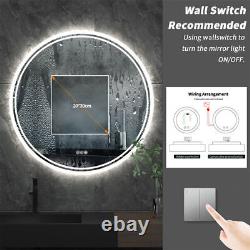 LED Light Bathroom Mirror Round with Large Fogless Area Vanity Mirror Dimmable