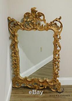 LaBarge Large Carved Wood Italian Rococo Style Wall Mirror