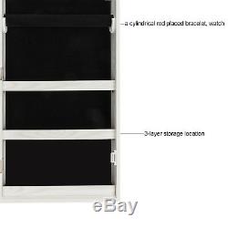 Larg Hanging Mirrored Jewelry Cabinet Armoire Organizer Box Wall Mount Lockable