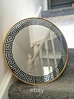 Large 16 Retro Greek Key Design 60's 70's Round Wall Mirror Vintage Kitsch MCM