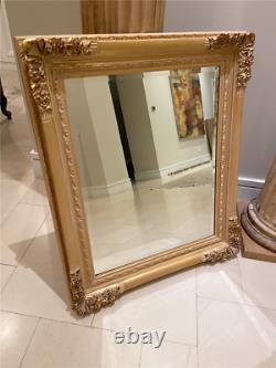 Large 32.5x38.5 Gold Antique Vintage Chic Ornate Wall Mirror Baroque Beveled