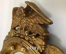 Large 32 Federal Eagle Bullseye Convex Gold Gilt Carved Wood Wall Mirror