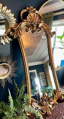 Large 32 Vintage-Gold Gilt Ornate Hollywood Regency Wall Mirror HORCHOW FRench