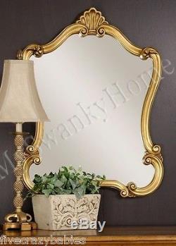 Large 35 ANTIQUE GOLD Shaped Vanity Mirror NEIMAN MARCUS Wall Victorian
