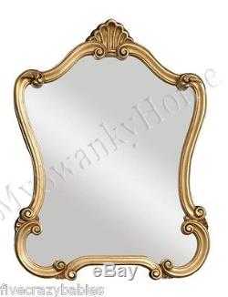 Large 35 ANTIQUE GOLD Shaped Vanity Mirror NEIMAN MARCUS Wall Victorian