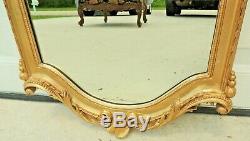 Large 38 Vintage Ornate Carved Wood Gold Gilt Seashell Hanging Wall Mirror 5785