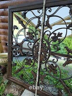 Large (38) Wall Mirror with Bronze Wrought Iron decorations