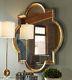 Large 40 Hammered Metal Vintage Two Tone Color Wall Mirror Aged Gold & Silver