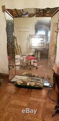 Large 40 x 60 Antique Beveled Glass Wall Mirror