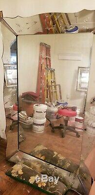 Large 40 x 60 Antique Beveled Glass Wall Mirror