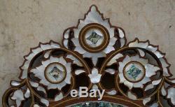 Large 43 Handcrafted Moroccan Mother of pearl Inlaid Wood Wall Mirror Frame