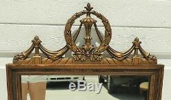 Large 47 Antique/Vtg Empire Carved Wood Gold Gilt Hanging Wall Mirror #5720