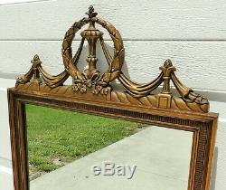 Large 47 Antique/Vtg Empire Carved Wood Gold Gilt Hanging Wall Mirror #5720