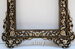 Large 47 Moroccan Handcrafted Mother of pearl Inlaid Wood Wall Mirror Frame