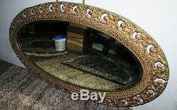 Large 48 Antique Oval Ornate Gold Gilt Carved Wood Wall Mirror