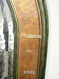 Large 54H Vintage Eglomise Wall Mantle Arched Mirror by Theodore Alexander