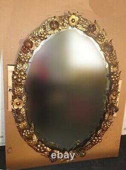 Large 55Tall x38 Spanish Style Metal Wall Mantle Mirror with Flowers and Leaves
