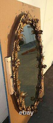 Large 55Tall x38 Spanish Style Metal Wall Mantle Mirror with Flowers and Leaves