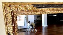Large 58 3/4 x 46 3/4 Ornate Black & Gold Mirror