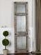 Large 78 Aged Blue Aged Floor Wall Mirror Ivory Black Accents Old Door Shutter