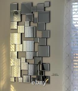 Large Abstract Mirrored Wall Art Modern Mosaic Mirrors Wall Sculpture Home Decor