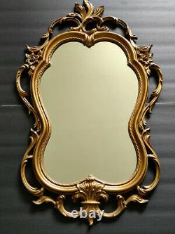 Large Acanthus MCM Syroco Homco Gold Scroll Wall Mirror Hollywood Regency