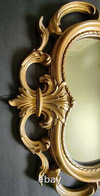 Large Acanthus MCM Syroco Homco Gold Scroll Wall Mirror Hollywood Regency