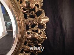 Large AntiqueVintage Brass Wall Sconce & Beveled MirrorNeo Classical Style