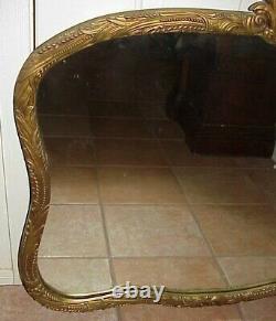 Large Antique 34 Wide X 31 High Gold Gesso & Carved Wood Framed Wall Mirror