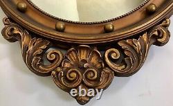 Large Antique 36 Federal Eagle Bullseye Convex Golden Bronze Wood Wall Mirror